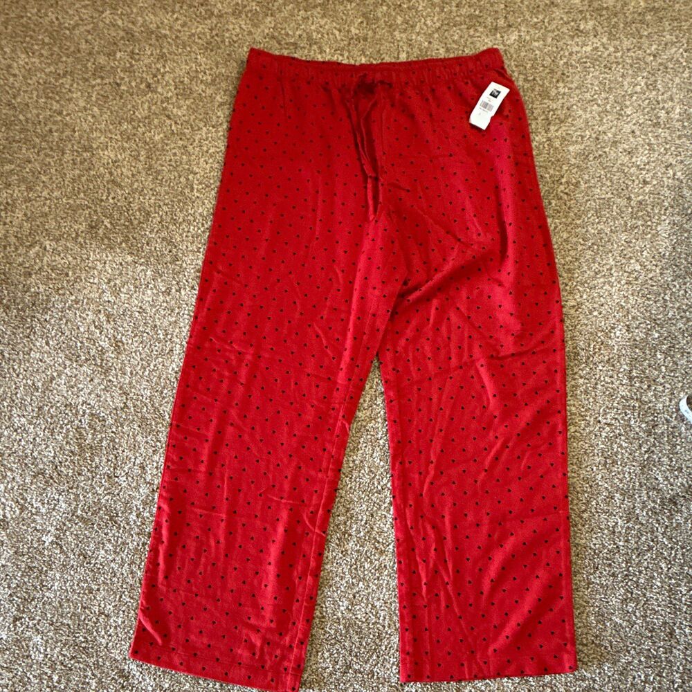 GAP Women's Heart Print Pajama Pants L Red/Navy Drawstring Waist Knit